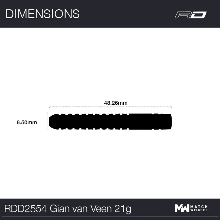 Lotki do darta RD Gian van Veen 21g  - wymiary