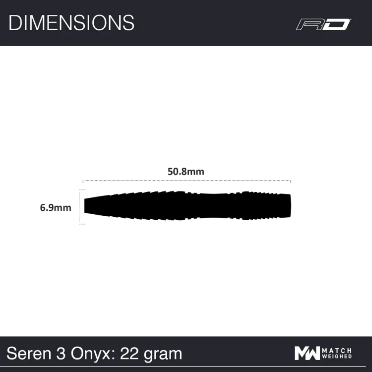 Lotki do darta RD Seren 3 Onyx 22g - wymiary