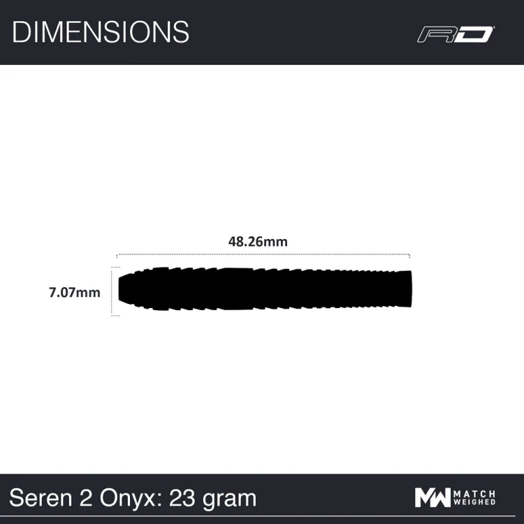 Lotki do darta RD Seren 2 Onyx 23g - wymiary