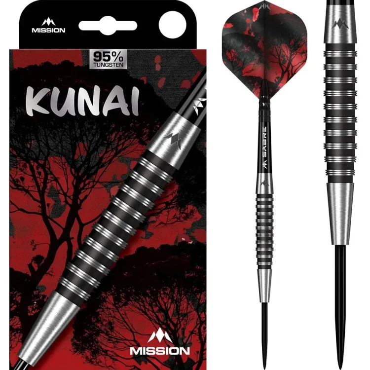 Lotki do darta Mission Kunai Black PVD 23g 90%