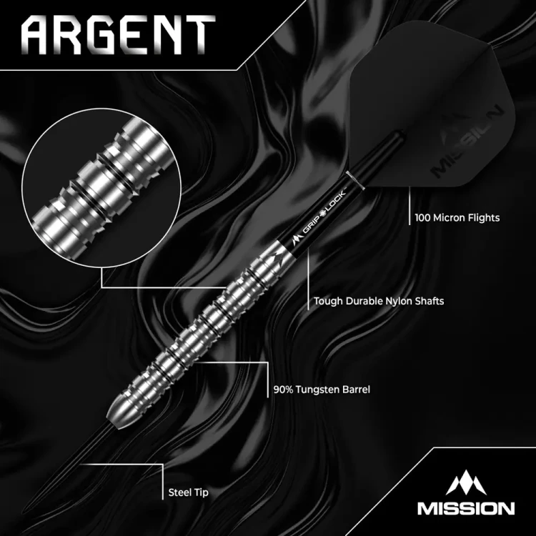 Lotki do darta Mission Argent 22g 90% wolfram