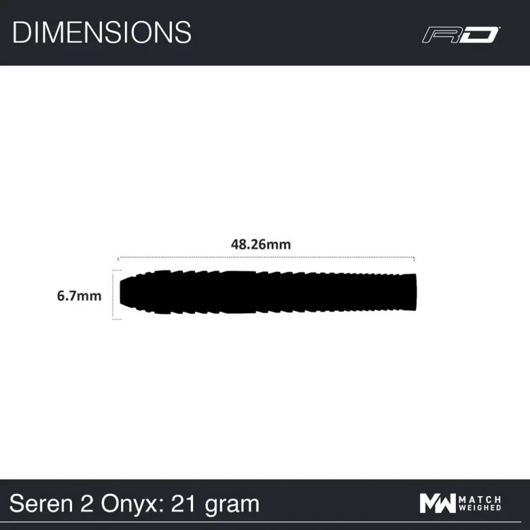 Lotki do darta RD Seren 2 Onyx 21g - wymiary